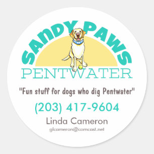 Sandy Paws Petビジネスロゴ ラウンドシール