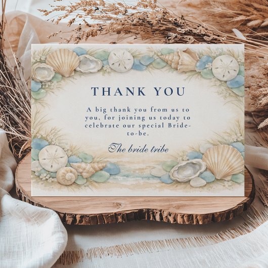 Sandy Shores Seashell Bridal Shower サンキューカード