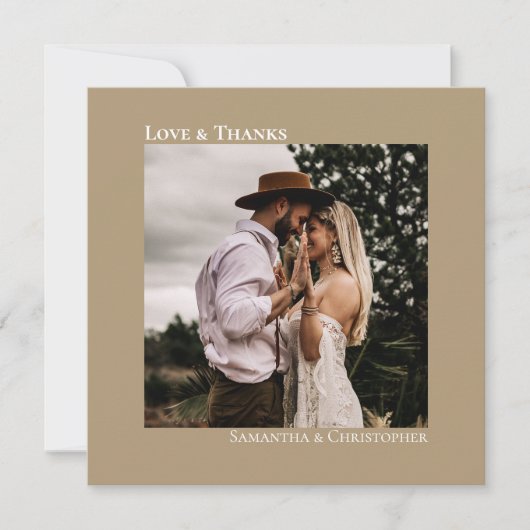 Sandy TanまたはMocha Love 感謝してい Photo Note結婚's サンキューカード (正面)