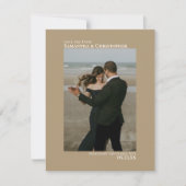 Sandy Tan Vertical Photo Minimalist 結婚's セーブザデート (正面)
