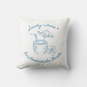 Sandy Toe & Bridesmaids Goals Coastal Bachelorette クッション (正面)