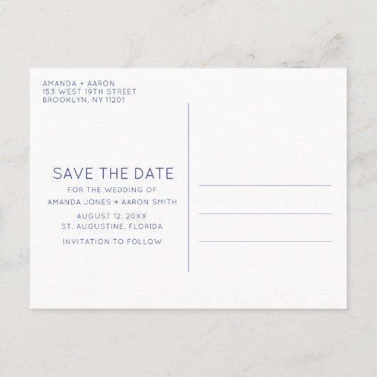 Sandy Toesフォトビーチ結婚式日付の保存 案内ポストカード (裏面)