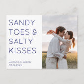 Sandy Toesフォトビーチ結婚式日付の保存 案内ポストカード (正面)