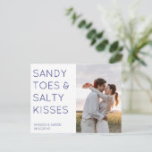 Sandy Toesフォトビーチ結婚式日付の保存 案内ポストカード (スタンド正面)