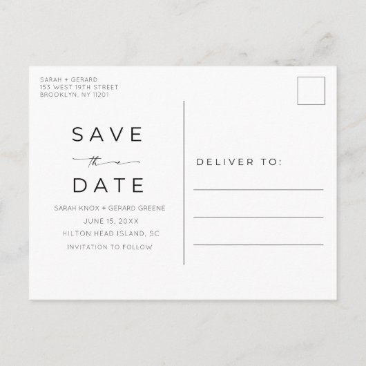 Sandy Toes Archフォトビーチ結婚式日付の保存 案内ポストカード (裏面)