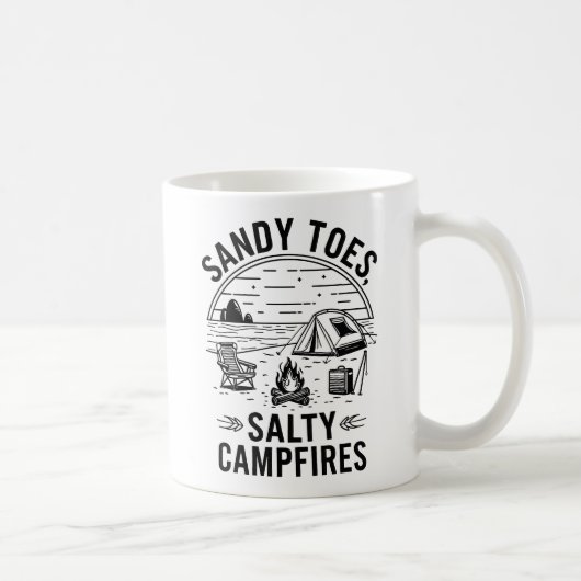 Sandy Toes Salty Campfires Camping Design コーヒーマグカップ (右)
