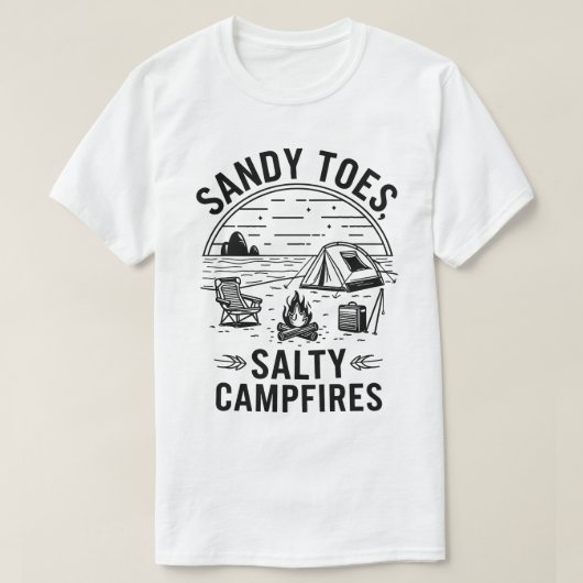 Sandy Toes Salty Campfires Camping Design Tシャツ (デザイン正面)