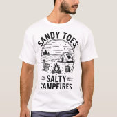 Sandy Toes Salty Campfires Camping Design Tシャツ (正面)