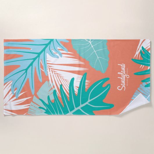 Sandylandの熱帯葉 ビーチタオル (正面)