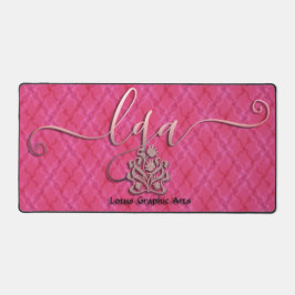 Sangriaのピンクのハイビスカスウェーブドタータンチェック-LGAロゴ デスクマット