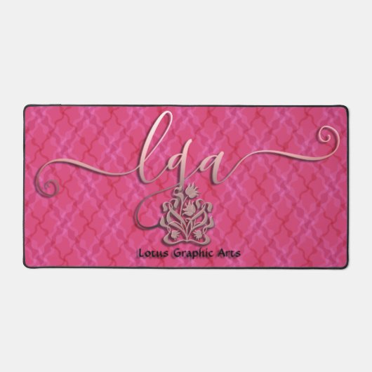 Sangriaのピンクのハイビスカスウェーブドタータンチェック-LGAロゴ デスクマット (正面)