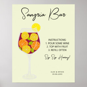 Sangriaバー結婚のメニュー、ブライダルシャワー、またはパーティー ポスター