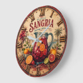 Sangria Mediterranean Spanish Wine Rustic Bar ラージ壁時計 (傾斜)