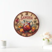 Sangria Mediterranean Spanish Wine Rustic Bar ラージ壁時計 (ホーム)