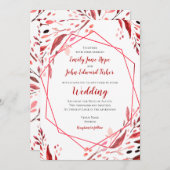 Sangria Red離れGeometric Frame結婚's 招待状 (正面/裏面)