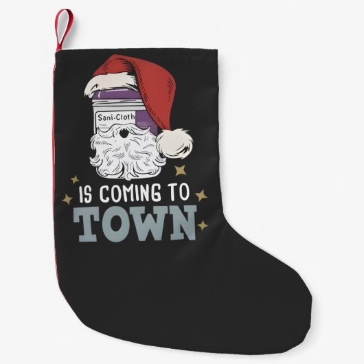 Sani Cloth Christmas Nurse Holiday Medical Nurse スモールクリスマスストッキング (正面)