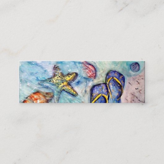 Sanibelのサンダル-水彩画 スキニー名刺 (正面)