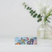 Sanibelのサンダル-水彩画 スキニー名刺 (スタンド正面)