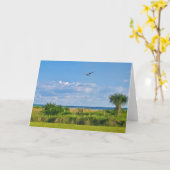 Sanibelの島のビーチの挨拶状 カード (黄色い花)