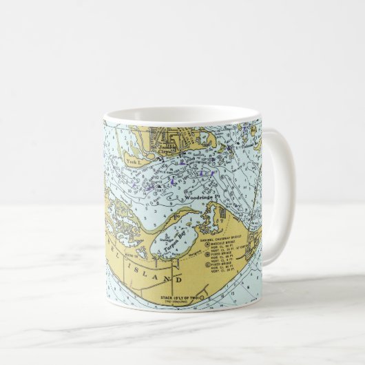 Sanibelの島のフロリダのヴィンテージの地図 コーヒーマグカップ (正面右)