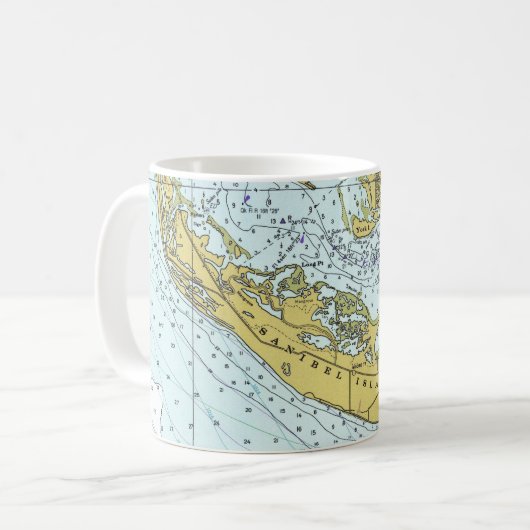 Sanibelの島のフロリダのヴィンテージの地図 コーヒーマグカップ (正面左)