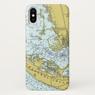 Sanibelの島のフロリダのヴィンテージの地図 iPhone X ケース