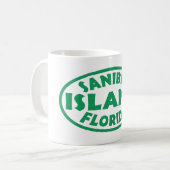 Sanibelの島のフロリダの緑の楕円形 コーヒーマグカップ (正面左)