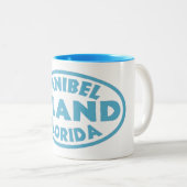 Sanibelの島のフロリダの青い楕円形 ツートーンマグカップ (正面右)