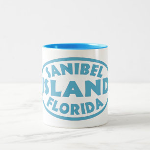Sanibelの島のフロリダの青い楕円形 ツートーンマグカップ