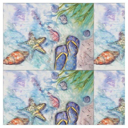 Sanibelの島の双安定回路の水彩画の絵画 ファブリック (クローズアップ)