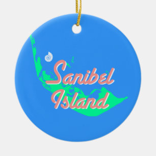 Sanibelの島の地図の輪郭のデザイン セラミックオーナメント