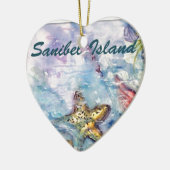 Sanibelの島の水彩画のフロリダの芸術 セラミックオーナメント (左)