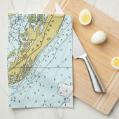 Sanibelの島、フロリダのヴィンテージの地図 キッチンタオル (四つ折り)