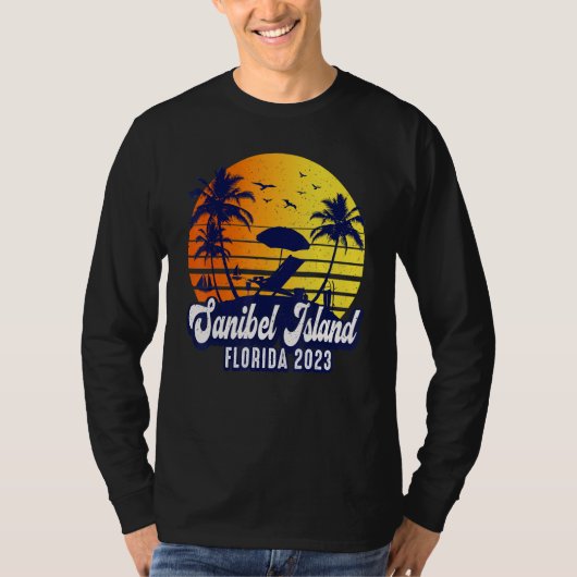 Sanibel Island 2023 Florida Sunset Beach Retro Tシャツ (正面)