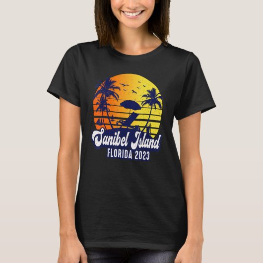 Sanibel Island 2023 Florida Sunset Beach Retro Tシャツ (正面)