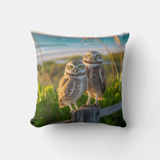 Sanibel Island Florida couple of burrowing owl クッション