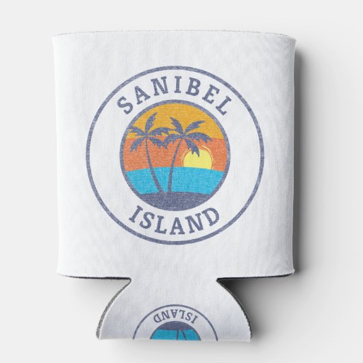 Sanibel Island, Florida Faded Classic Style 缶クーラー (裏面)