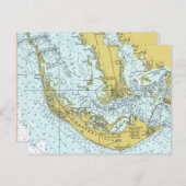 Sanibel Island Florida Nautical Map ポストカード (正面/裏面)