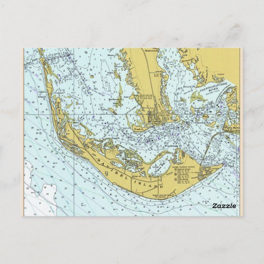 Sanibel Island Florida Nautical Map ポストカード (裏面)