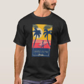 Sanibel Island Florida Retro Surfer Beach Sunset Tシャツ (正面)