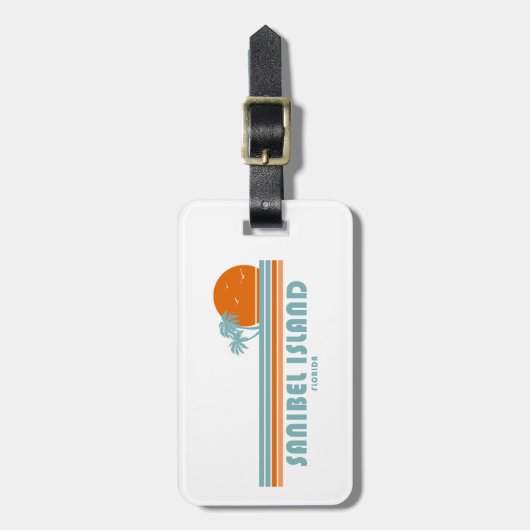 Sanibel Island Florida Sun Palm Trees ラゲッジタグ (正面縦)