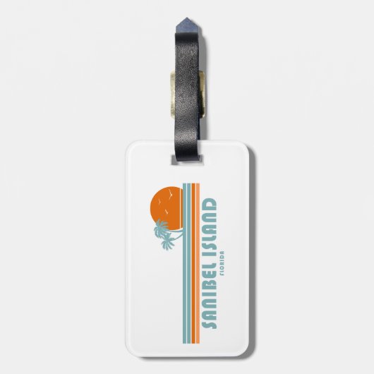 Sanibel Island Florida Sun Palm Trees ラゲッジタグ (裏面縦)