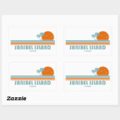 Sanibel Island Florida Sun Palm Trees 長方形シール (シート)