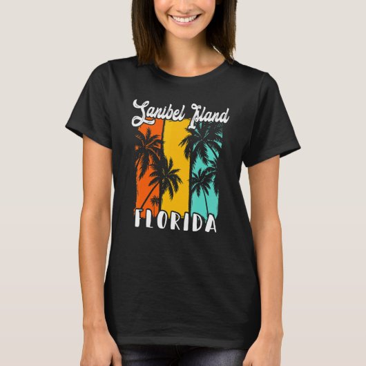 Sanibel Island Palm Trees Beach Florida Vacation F Tシャツ (正面)