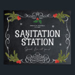 Sanitation Station christmas winter wedding sign ポスター<br><div class="desc">The perfect winter/christmas/holiday themed "sanitation station" wedding sign . Edit the names and date (or delete) to suit your preference.  Lots of matching signs in this winter "tis the season" collection,  please visit my shop.</div>