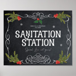 Sanitation Station christmas winter wedding sign ポスター