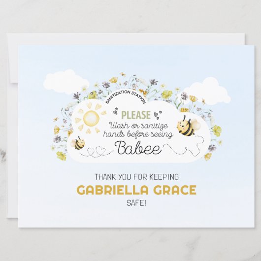 Sanitization Station Bee Theme Sign (正面)