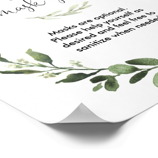 Sanitizing mask station sign greenery wreath ポスター (角)