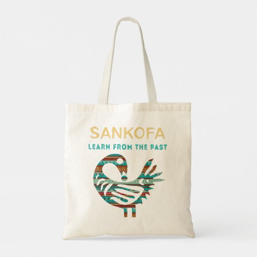 Sankofa学過去のアフリカの鳥から彼の黒 トートバッグ (裏面)