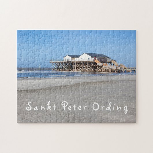 Sankt Peter Ording House on stilts photo with文字 ジグソーパズル (横)